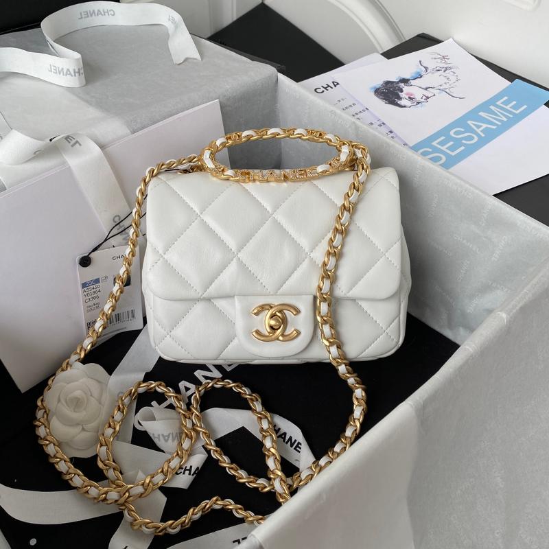 Chanel Handbags AS3450 Sheepskin White